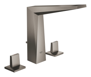 Смеситель для раковины GROHE Allure Brilliant на 3 отверстия, с донным клапаном и высоким изливом, темный графит матовый (20344AL0)