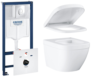Комплект инсталляции GROHE Rapid SL 4 в 1 с унитазом Euro Ceramic и сиденьем с микролифтом (NW0133)