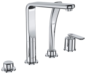 Смеситель для ванны GROHE Veris с душевым гарнитуром (на бортик ванны), 4 отверстия, хром (19373000)