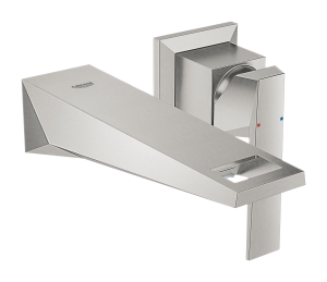 Внешняя часть смесителя для раковины GROHE Allure Brilliant настенного монтажа на 2 отверстия, вынос 161 мм, суперсталь (19781DC0)
