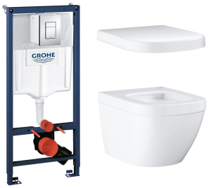 Комплект инсталляции GROHE Rapid SL 3 в 1 с унитазом Euro Ceramic и сиденьем (NW0129)