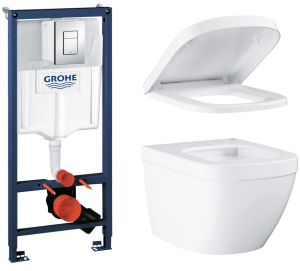Комплект инсталляции GROHE Euro Ceramic с унитазом и сиденьем с микролифтом (NW0132)