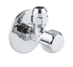 Угловой вентиль GROHE с металлической розеткой и уплотнительным кольцом, 1/2"*3/8", хром (22023000)
