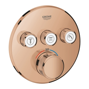 Внешняя часть термостата для ванны и душа GROHE Grohtherm SmartControl на 3 потребителя, круглая, теплый закат глянец (29121DA0)