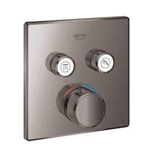 Внешняя часть термостата для ванны и душа GROHE Grohtherm SmartControl на 2 потребителя, квадратная, темный графит глянец (29124A00)