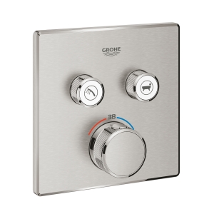 Внешняя часть термостата для ванны и душа GROHE Grohtherm SmartControl на 2 потребителя, квадратная, суперсталь (29124DC0)