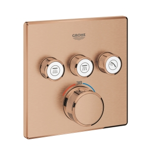 Внешняя часть термостата для ванны и душа GROHE Grohtherm SmartControl на 3 потребителя, квадратная, теплый закат матовый (29126DL0)