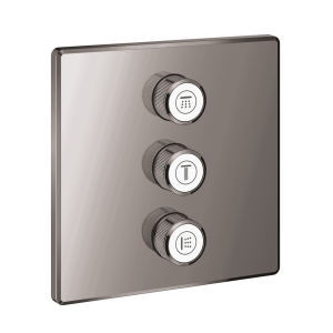 Внешняя часть переключателя потоков GROHE Grohtherm SmartControl на 3 положения, квадратная, темный графит глянец (29127A00)