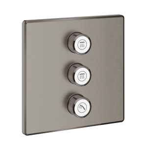 Внешняя часть переключателя потоков GROHE Grohtherm SmartControl на 3 положения, квадратная, темный графит матовый (29127AL0)