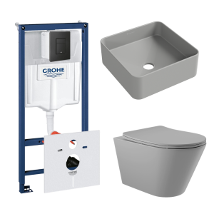 Комплект инсталляции GROHE Solido 38811KF0 с унитазом Aqueduto CONE CON0130 и раковиной Aqueduto ESPIRAL ESP0330 (NW0367)