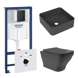Комплект инсталляции GROHE Solido 38811KF0 с унитазом Aqueduto ESTETA EST0140 и раковиной Aqueduto ESPIRAL ESP0340 (NW0371)