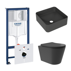 Комплект инсталляции GROHE Rapid SL NW0145/S с унитазом Aqueduto OVO Plus OVOT0240 и раковиной Aqueduto ESPIRAL ESP0340 (NW0381)