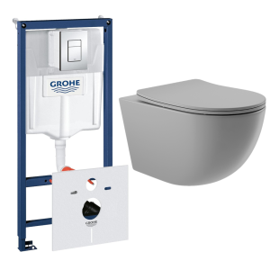 Комплект инсталляции GROHE Rapid SL 38775001 с унитазом Aqueduto OVO OVO0130 и сиденьем с микролифтом (NW0240)