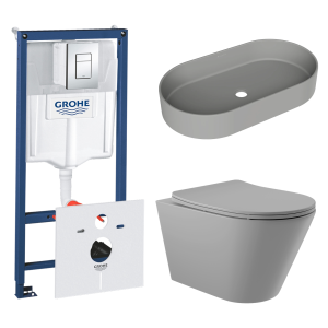 Комплект инсталляции GROHE Rapid SL 38775001 с унитазом Aqueduto CONE CON0130 и раковиной Aqueduto ESPIRAL ESP0230 (NW0446)