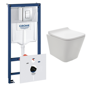 Комплект инсталляции GROHE 38775001 с унитазом AQUAme AQM2004 и сиденьем с микролифтом (NW0169/S)