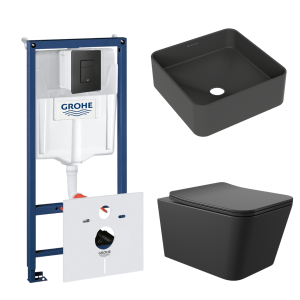 Комплект инсталляции GROHE Solido 38811KF0 с унитазом Aqueduto MACIO MAC0140 и раковиной Aqueduto ESPIRAL ESP0340 (NW0387)
