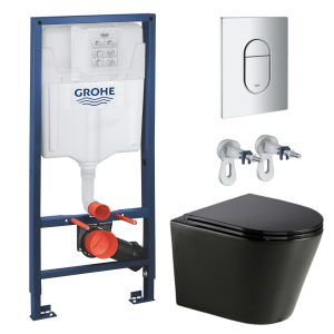 Комплект инсталляции GROHE Rapid SL NW0145/S с унитазом AQUAme AQM2001MB и сиденьем с микролифтом (NW0270)