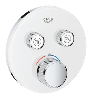 Внешняя часть термостата для ванны и душа GROHE Grohtherm SmartControl на 2 потребителя, круглая, белая луна (29151LS0)