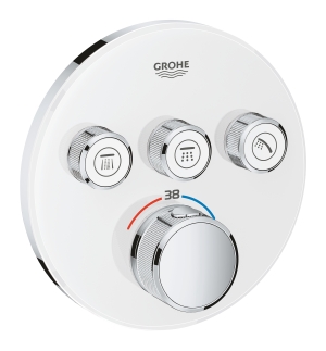 Внешняя часть термостата для ванны и душа GROHE Grohtherm SmartControl на 3 потребителя, белая луна (29904LS0)