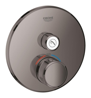 Внешняя часть термостата для душа GROHE Grohtherm SmartControl на 1 потребителя, круглая, темный графит глянец (29118A00)