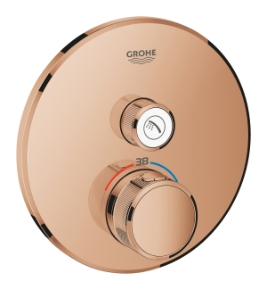 Внешняя часть термостата для душа GROHE Grohtherm SmartControl на 1 потребителя, круглая, теплый закат глянец (29118DA0)