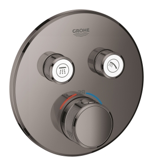 Внешняя часть термостата для ванны и душа GROHE Grohtherm SmartControl на 2 потребителя, круглая, темный графит глянец (29119A00)