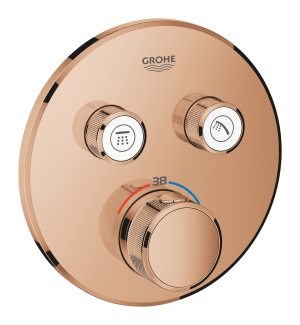 Внешняя часть термостата для ванны и душа GROHE Grohtherm SmartControl на 2 потребителя, круглая, теплый закат глянец (29119DA0)