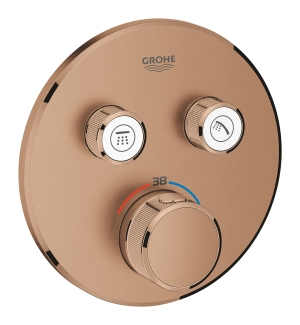 Внешняя часть термостата для ванны и душа GROHE Grohtherm SmartControl на 2 потребителя, круглая, теплый закат матовый (29119DL0)