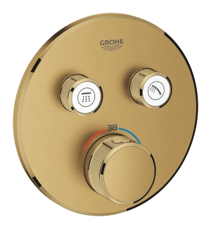 Внешняя часть термостата для ванны и душа GROHE Grohtherm SmartControl на 2 потребителя, круглая, холодный рассвет матовый (29119GN0)