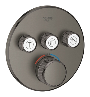 Внешняя часть термостата для ванны и душа GROHE Grohtherm SmartControl на 3 потребителя, круглая, темный графит матовый (29121AL0)