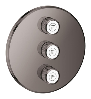 Внешняя часть переключателя потоков GROHE Grohtherm SmartControl на 3 положения, круглая, темный графит глянец (29122A00)