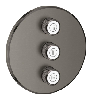 Внешняя часть переключателя потоков GROHE Grohtherm SmartControl на 3 положения, круглая, темный графит матовый (29122AL0)