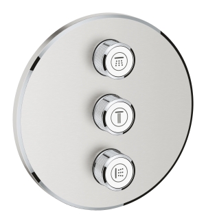 Внешняя часть переключателя потоков GROHE Grohtherm SmartControl на 3 положения, круглая, суперсталь (29122DC0)
