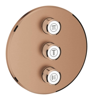 Внешняя часть переключателя потоков GROHE Grohtherm SmartControl на 3 положения, круглая, теплый закат матовый (29122DL0)