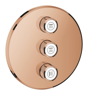 Внешняя часть переключателя потоков GROHE Grohtherm SmartControl на 3 положения, круглая, теплый закат глянец (29122DA0)
