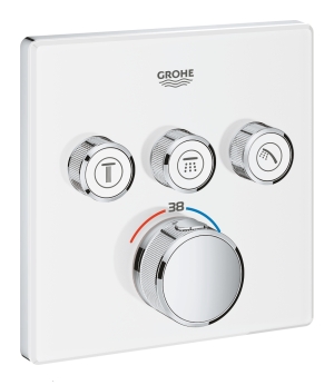 Внешняя часть термостата для ванны и душа GROHE Grohtherm SmartControl на 3 потребителя, белая луна (29157LS0)