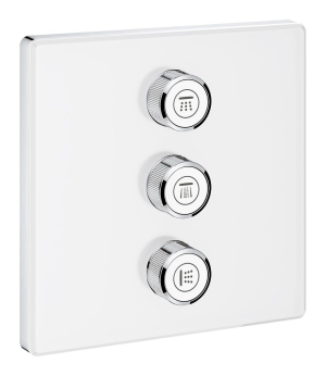 Внешняя часть переключателя потоков GROHE Grohtherm SmartControl на 3 положения, квадратная, белая луна (29158LS0)