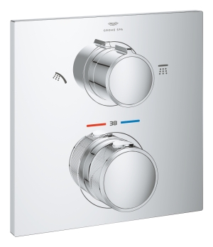 Внешняя часть термостата для душа GROHE Allure скрытого монтажа на 2 потребителя, квадратная, хром (29181002)