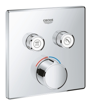 Внешняя часть смесителя для ванны и душа GROHE SmartControl квадратная, на 2 потребителя, хром (29148000)