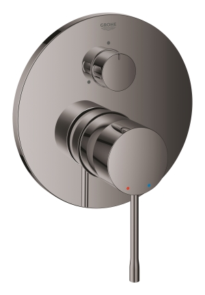 Внешняя часть смесителя для ванны GROHE Essence с переключателем на 3 положения, темный графит глянец (24092A01)