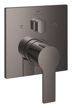 Внешняя часть смесителя для ванны GROHE Allure скрытого монтажа на 3 потребителя, квадратная, темный графит глянец (29176A01)