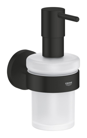 Дозатор жидкого мыла GROHE Essentials с держателем, матовый черный (1022572430)