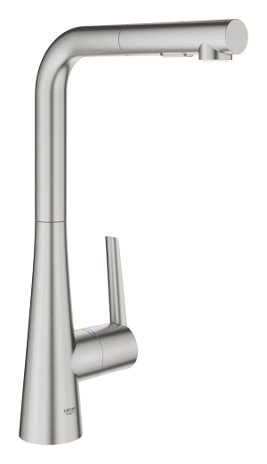 Смеситель для кухни GROHE Zedra с вытяжным душем 2jet, суперсталь (32553DC2)