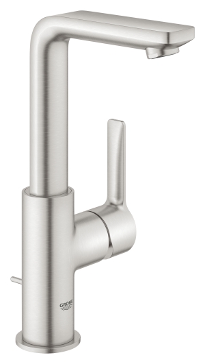Смеситель для раковины GROHE Lineare с донным клапаном, L-Size, суперсталь (23296DC1)