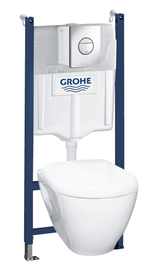 Комплект инсталляции GROHE Solido Compact, набор 4 в 1 с подвесным унитазом Lecico Serel и сиденьем (38950000)