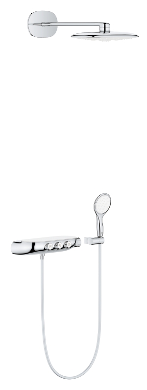 Душевая система GROHE Rainshower SmartControl 360 DUO с термостатическим смесителем, (без встраиваемой части), белая луна (26443LS0)